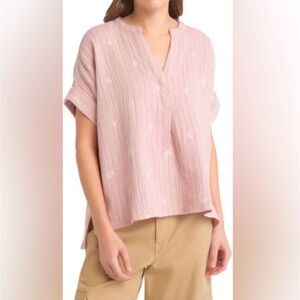 Madewell Relaxed Pink Split-Neck Women’s Top